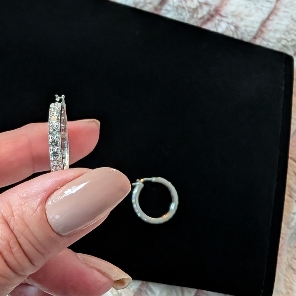 Never Worn 925 CZ Silver Hoops - Picture 8 of 10